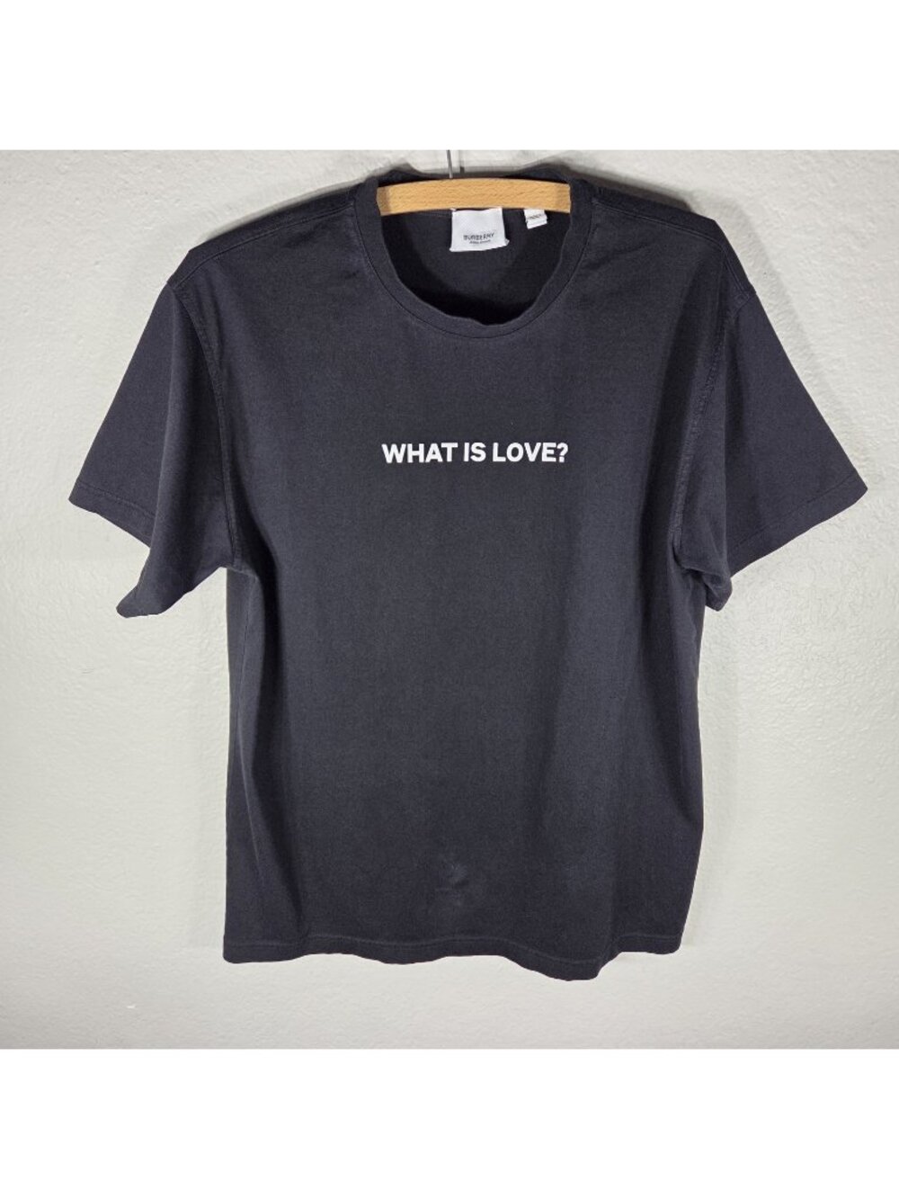 Burberry "What Is Love" Men’s Black Short Sleeve T-Shirt Size SP Cotton